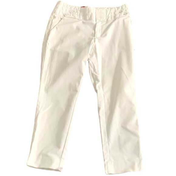 Cartonnier Stretch Cotton Straight Capri Pants Women's Sz 8 Off White 181L - Picture 1 of 8
